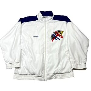 VTG 90's Adidas Stefan Edberg Tennis Track Jacket Mens Large White Rad Graphic